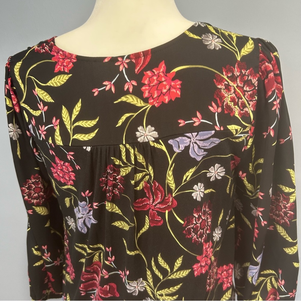 Left Coast Dolan babydoll top Black Floral Square neck womens Size Small boho - Picture 15 of 16